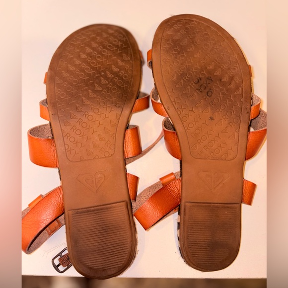 Roxy Aztec Print Strappy Sandals - Brown Faux Leather - Approx. Size 7.5 - Picture 7 of 7